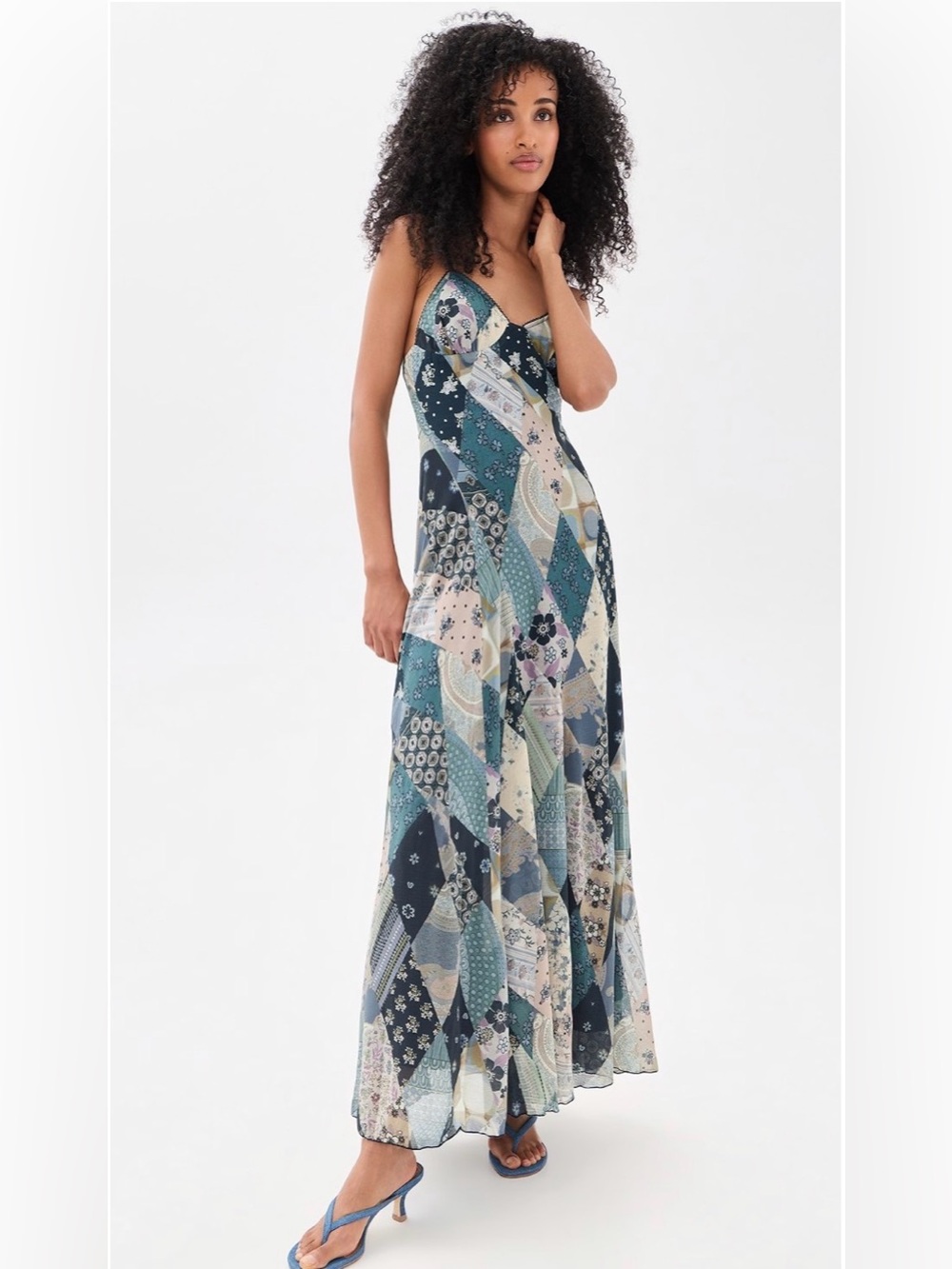 Free People Tis The Season Printed V-Neck Sleeveless A-Line Maxi Dress - Picture 5 of 6